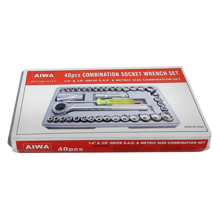 جعبه بکس و دسته آچار 40پارچه آیوا(AIWA) به همراه پیج گوشتی