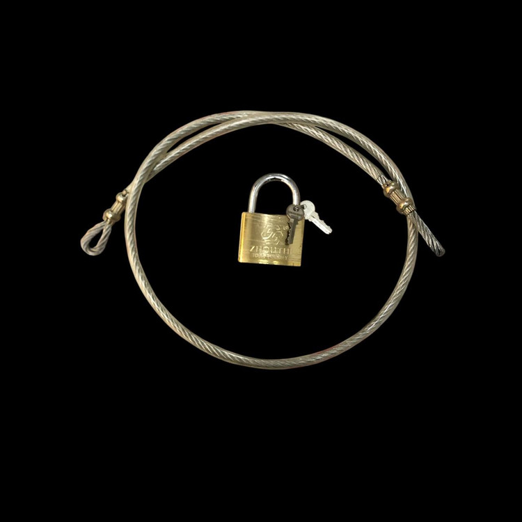 قفل سیم بکسلی موتور سیکلت به همراه قفل آویز 63mm