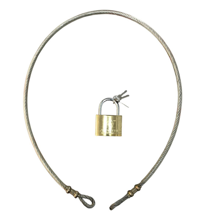 قفل سیم بکسلی موتور سیکلت به همراه قفل آویز 63mm