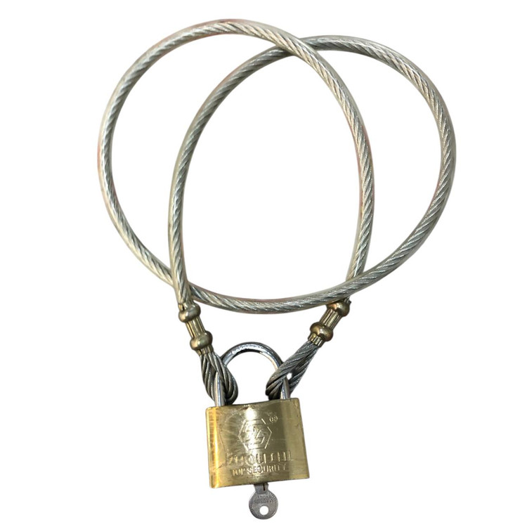 قفل سیم بکسلی موتور سیکلت به همراه قفل آویز 63mm